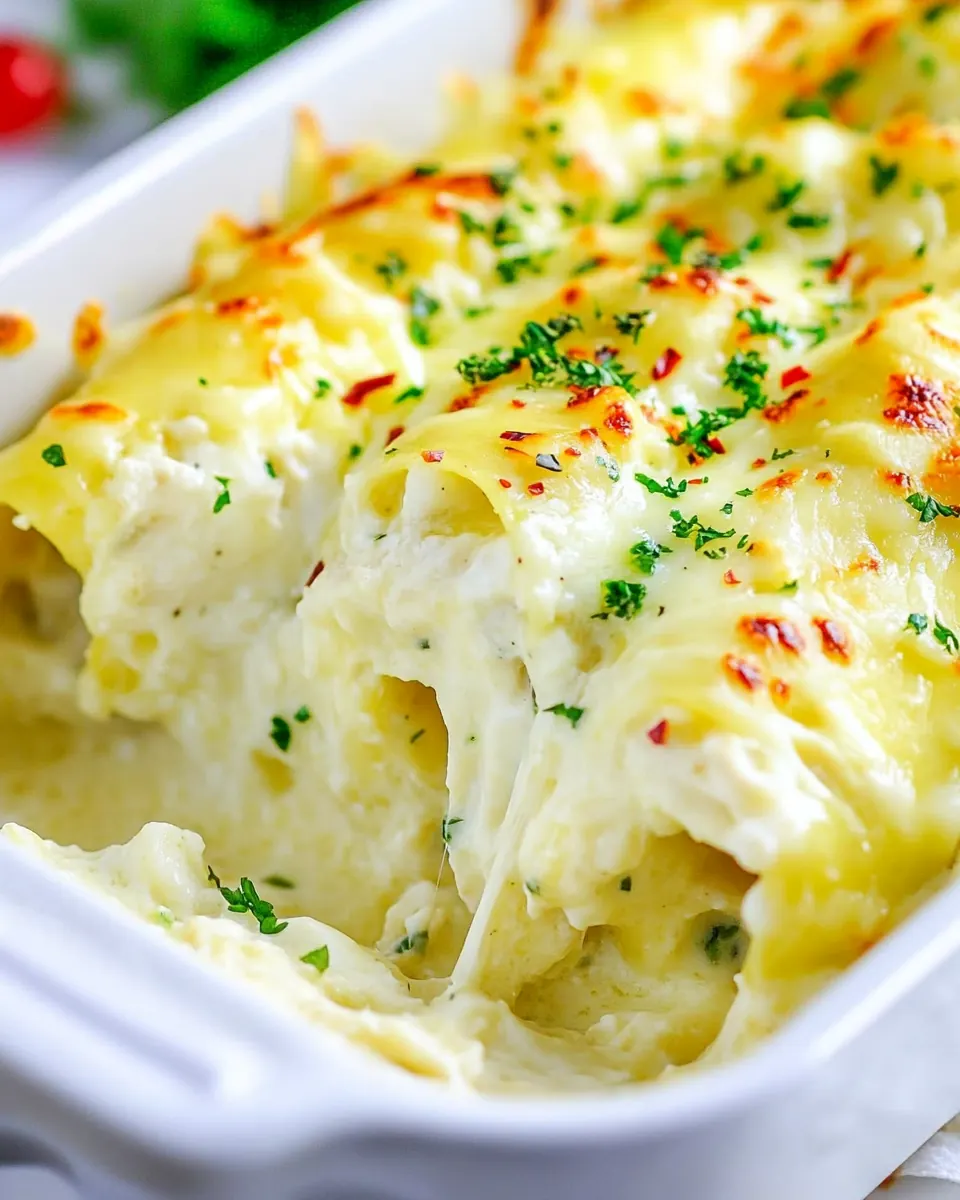Creamy Chicken Alfredo Manicotti