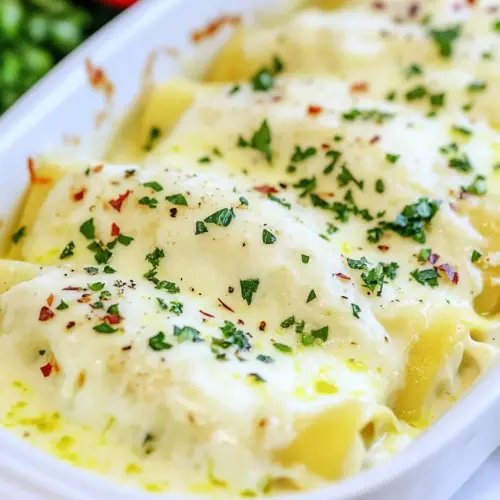 Creamy Chicken Alfredo Manicotti