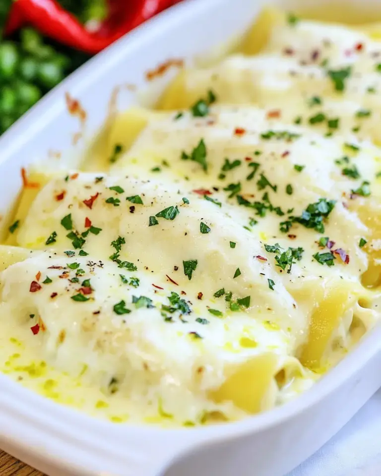Creamy Chicken Alfredo Manicotti