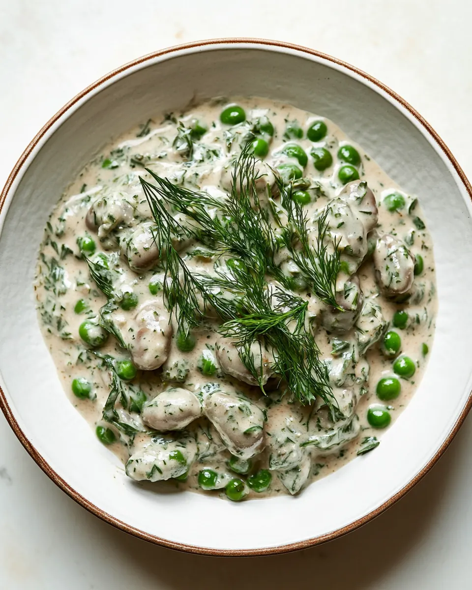 Creamy Dilly Beans Peas