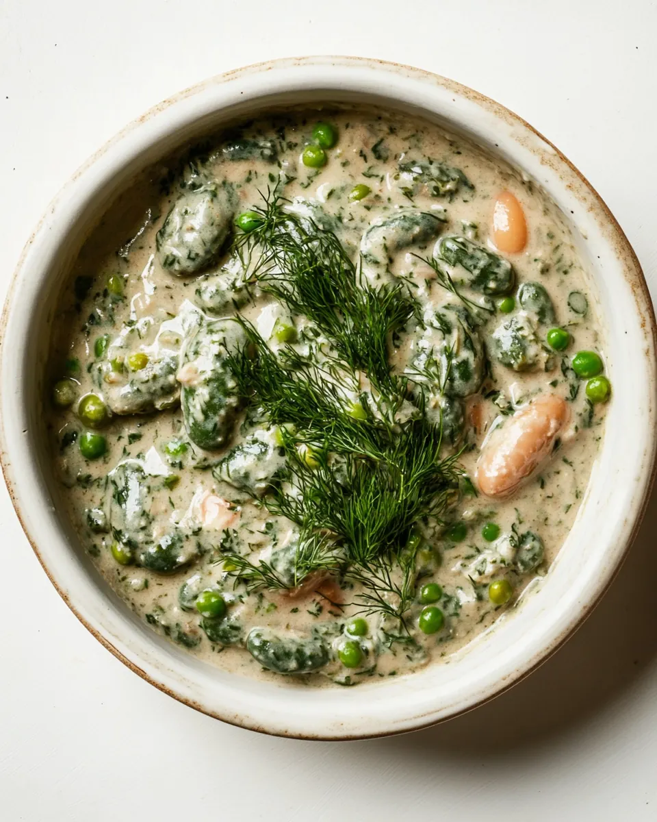 Creamy Dilly Beans Peas