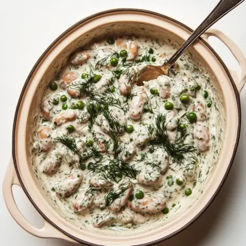 Creamy Dilly Beans Peas