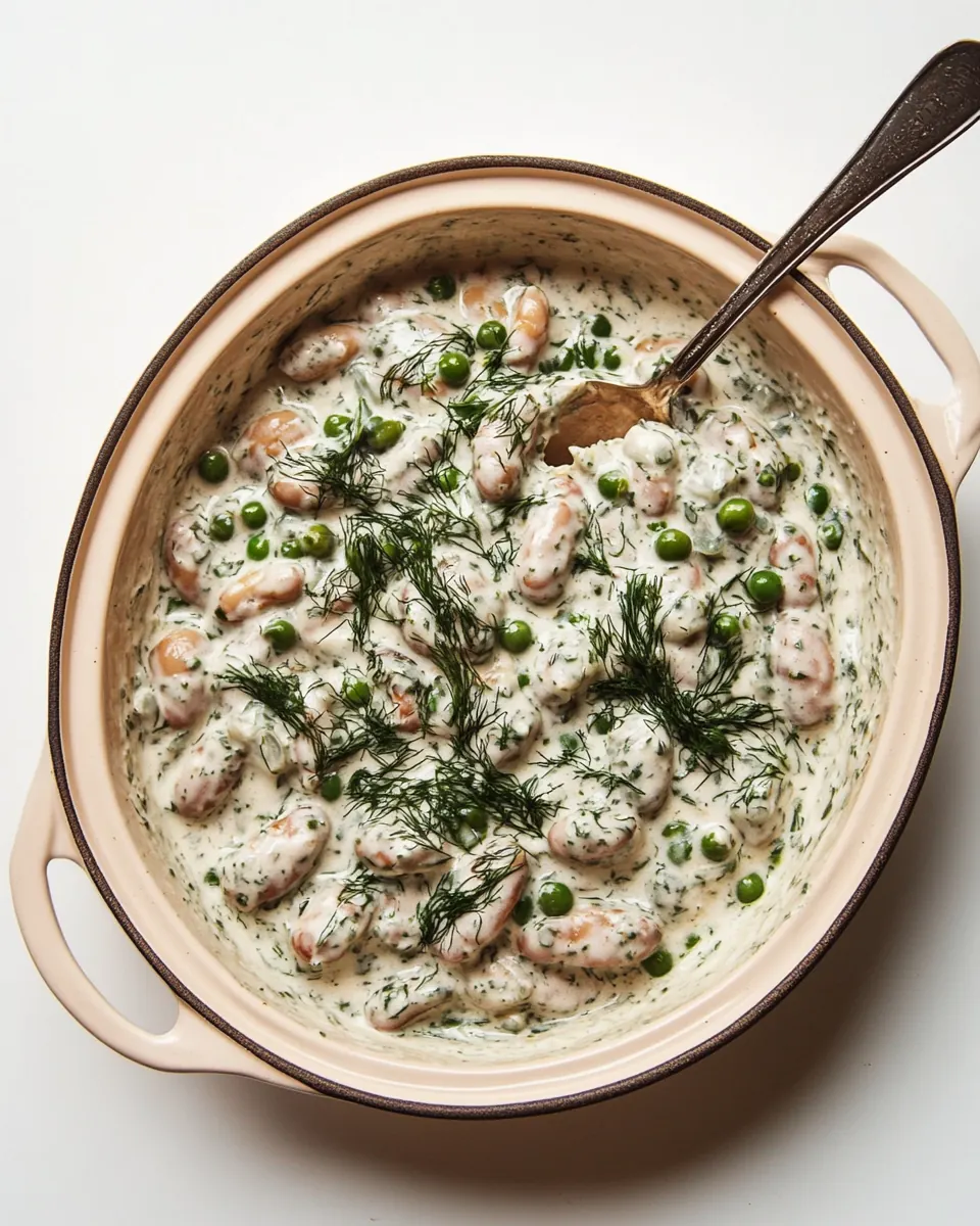 Creamy Dilly Beans Peas