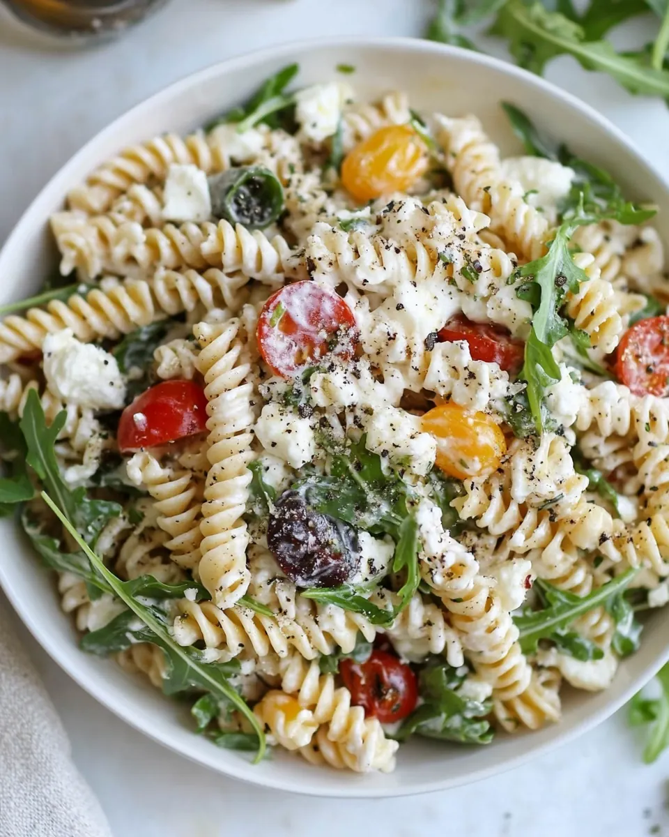 Creamy Goat Cheese and Arugula Pasta Salad