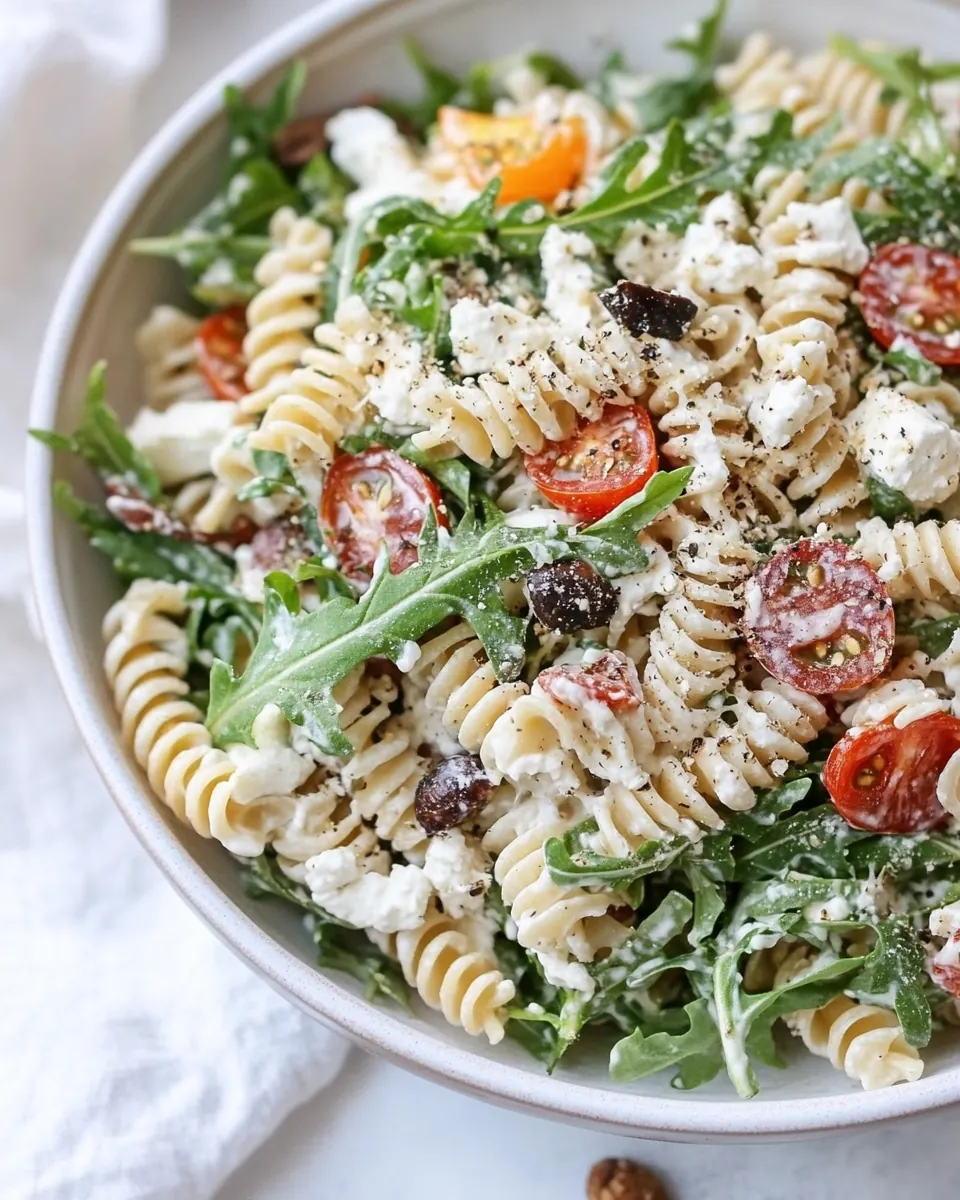 Creamy Goat Cheese and Arugula Pasta Salad