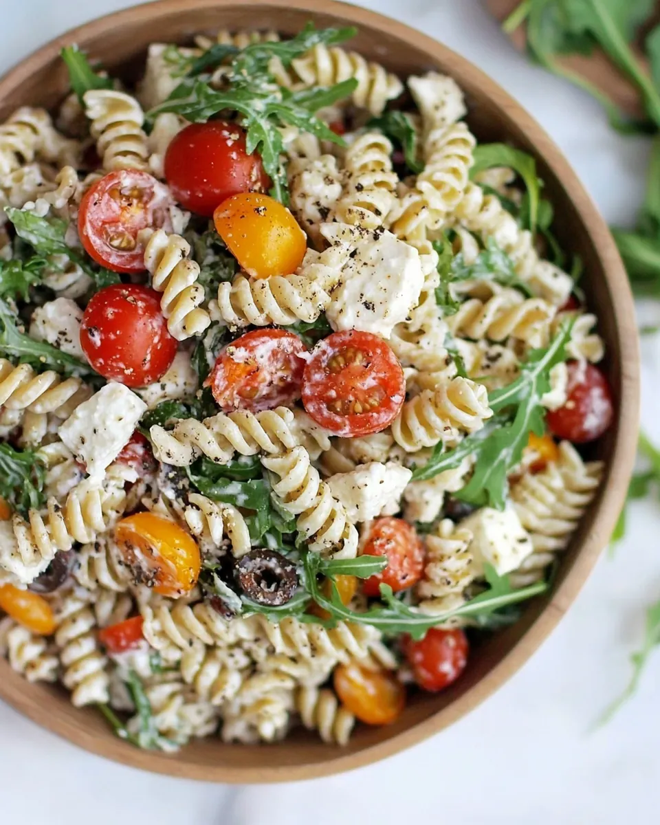 Creamy Goat Cheese and Arugula Pasta Salad