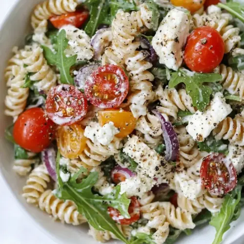 Creamy Goat Cheese and Arugula Pasta Salad