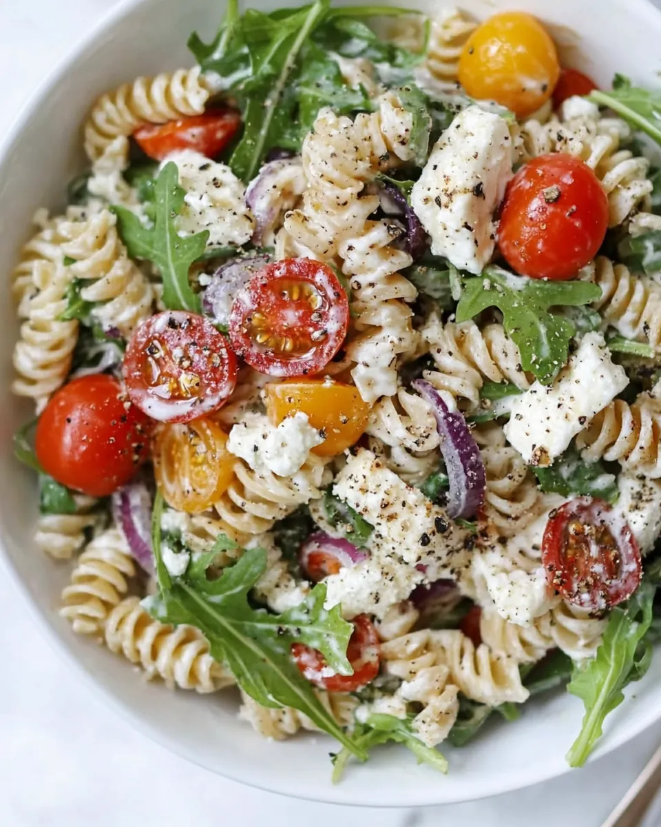 Creamy Goat Cheese and Arugula Pasta Salad