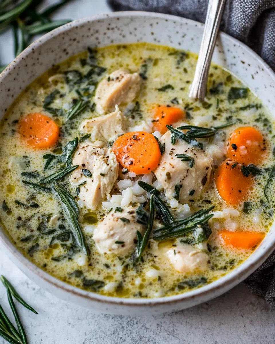 Creamy Rosemary Chicken Soup with Rice