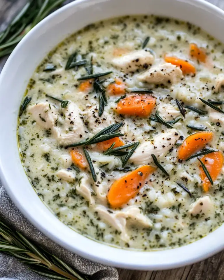 Creamy Rosemary Chicken Soup with Rice