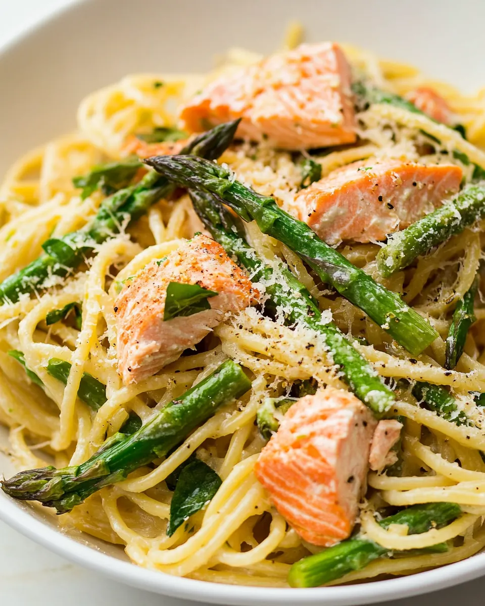 Creamy Salmon and Asparagus Pasta