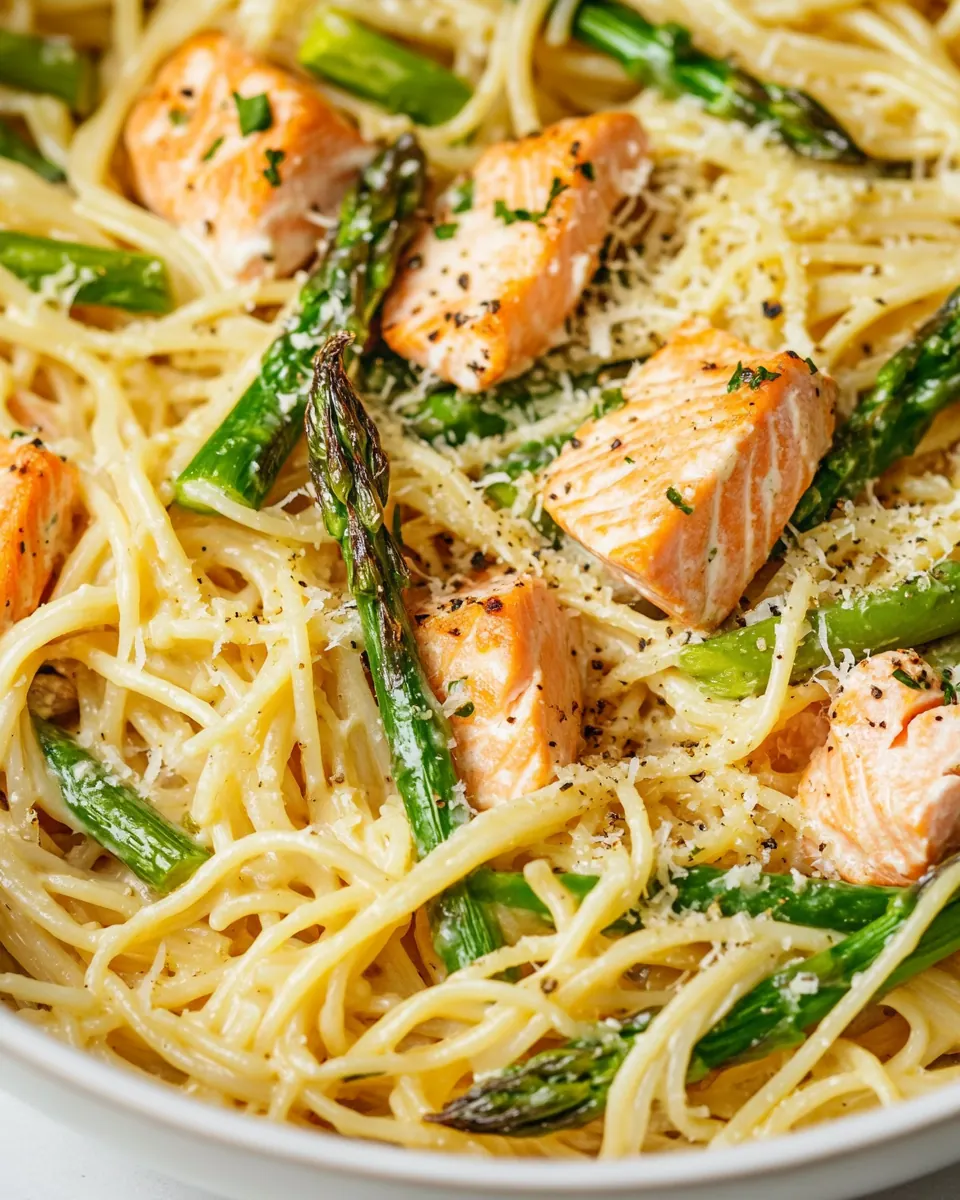 Creamy Salmon and Asparagus Pasta