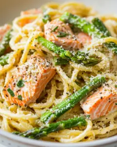 Creamy Salmon and Asparagus Pasta