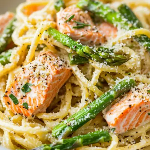 Creamy Salmon and Asparagus Pasta