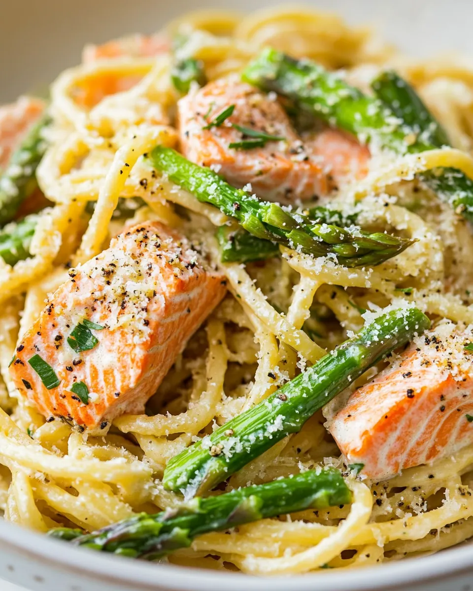 Creamy Salmon and Asparagus Pasta