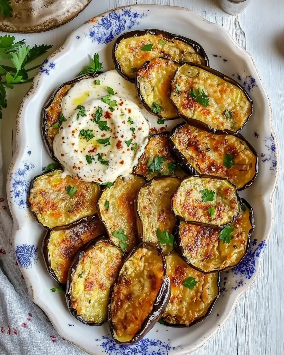 Crispy Baked Eggplant with Yogurt Garlic Sauce