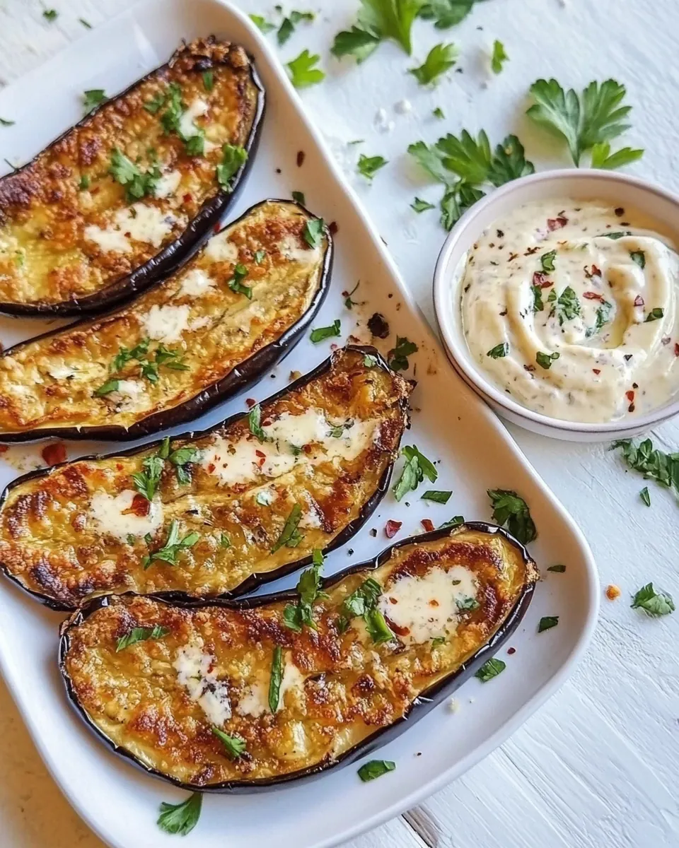 Crispy Baked Eggplant with Yogurt Garlic Sauce
