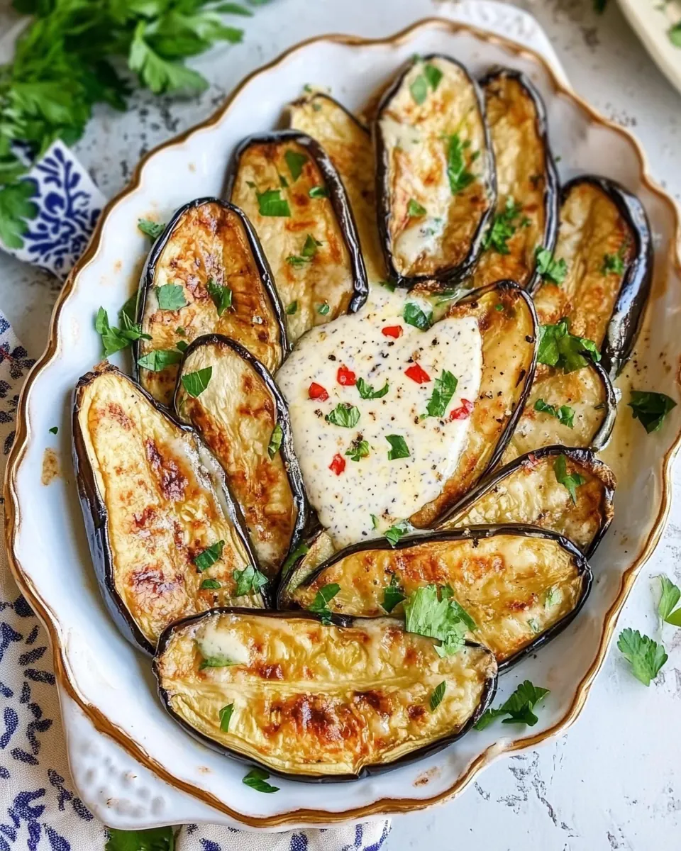 Crispy Baked Eggplant with Yogurt Garlic Sauce