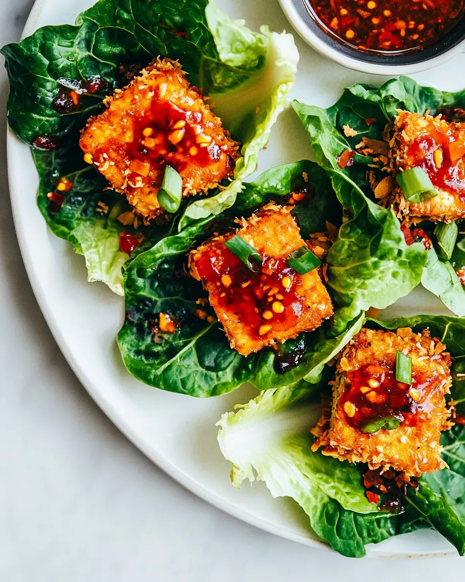 Crispy Coconut Tofu Lettuce Wraps