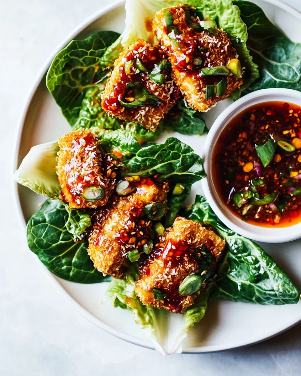 Crispy Coconut Tofu Lettuce Wraps