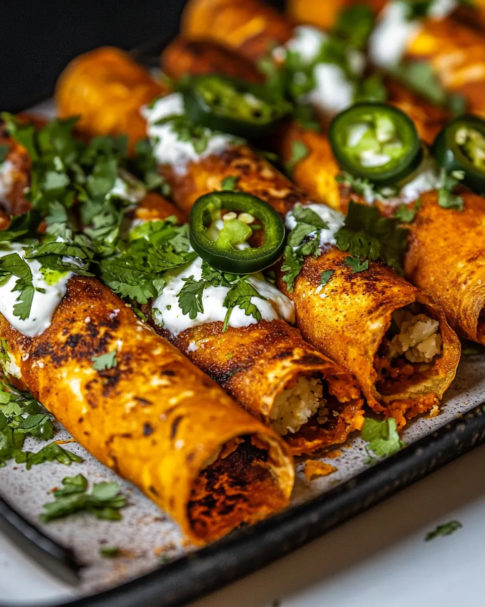 Crispy Jalapeño Cream Cheese Buffalo Cauliflower Taquitos