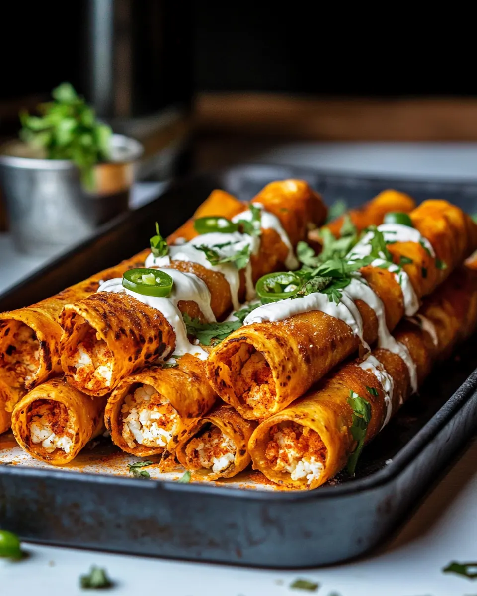 Crispy Jalapeño Cream Cheese Buffalo Cauliflower Taquitos