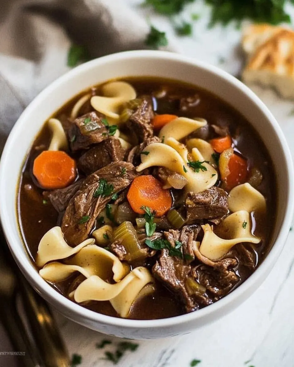 Crock Pot Beef and Noodle Soup