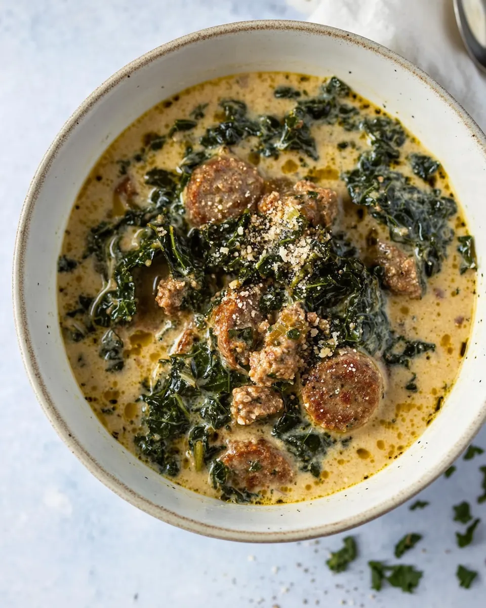 Crock Pot Creamy Kale Sausage Soup