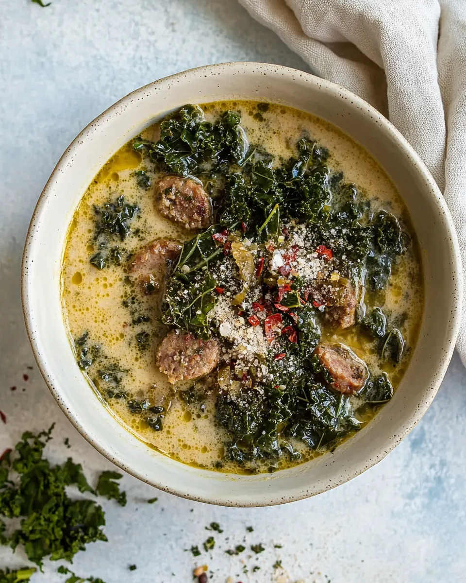 Crock Pot Creamy Kale Sausage Soup