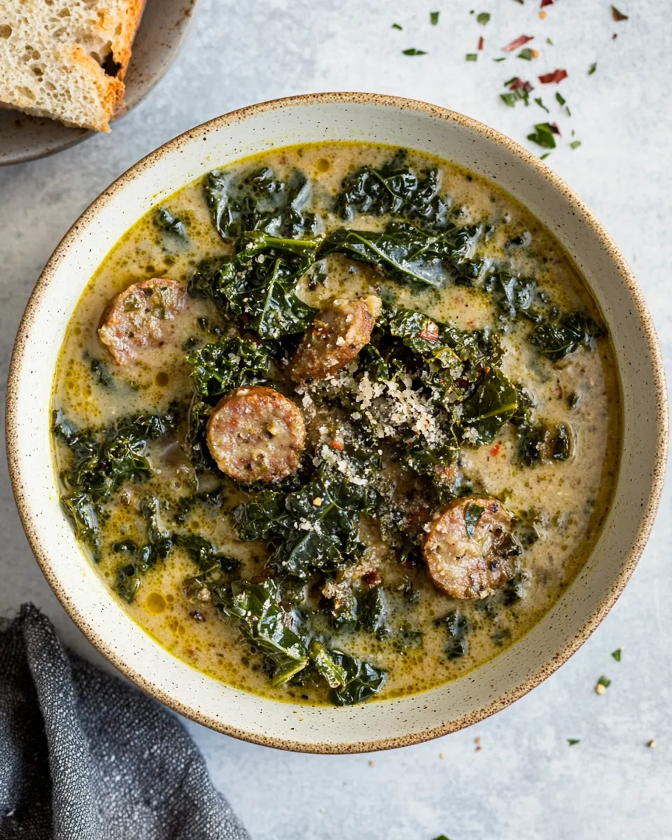 Crock Pot Creamy Kale Sausage Soup