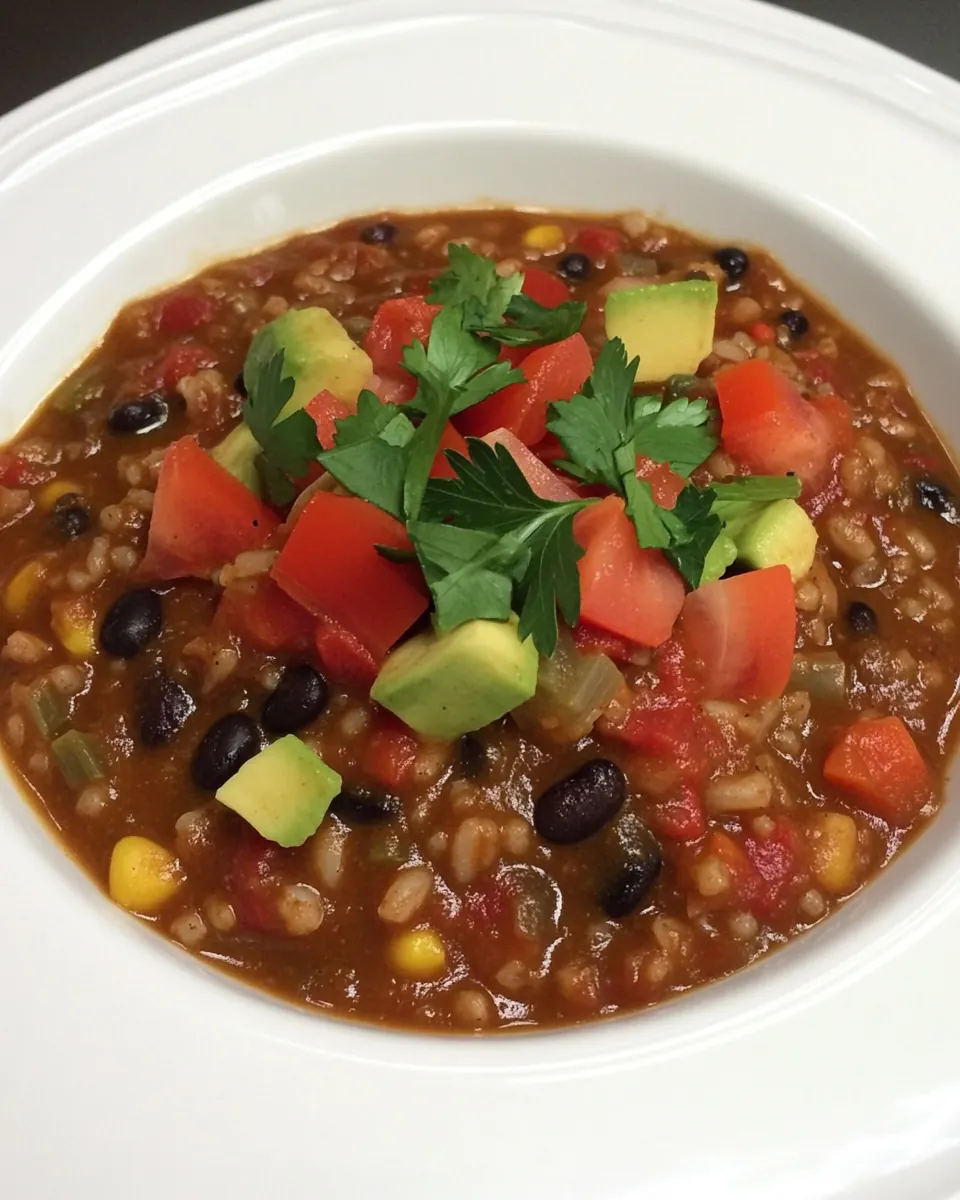 Crock Pot Vegan Black Bean and Brown Rice Soup