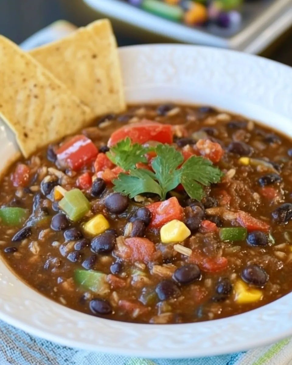 Crock Pot Vegan Black Bean and Brown Rice Soup