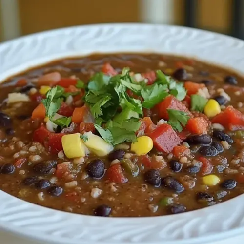 Crock Pot Vegan Black Bean and Brown Rice Soup
