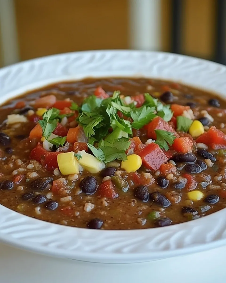 Crock Pot Vegan Black Bean and Brown Rice Soup