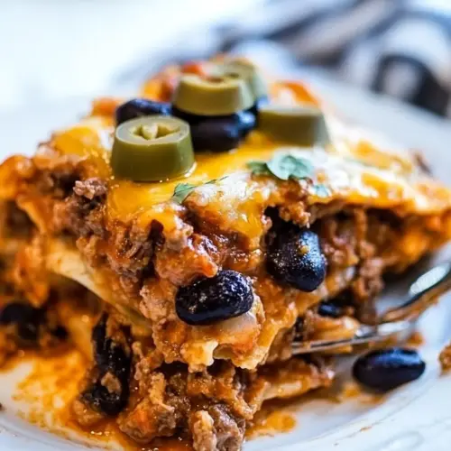 Crockpot Beef Enchilada Casserole