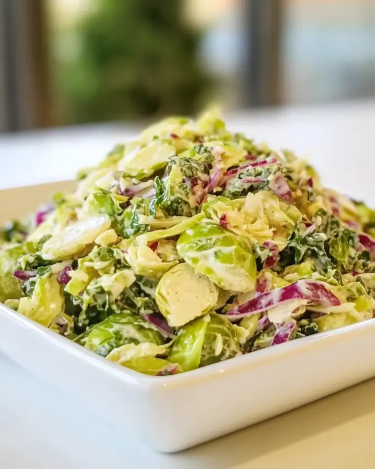 Crunchy Kale and Brussels Sprout Salad with Creamy Dijon Dressing