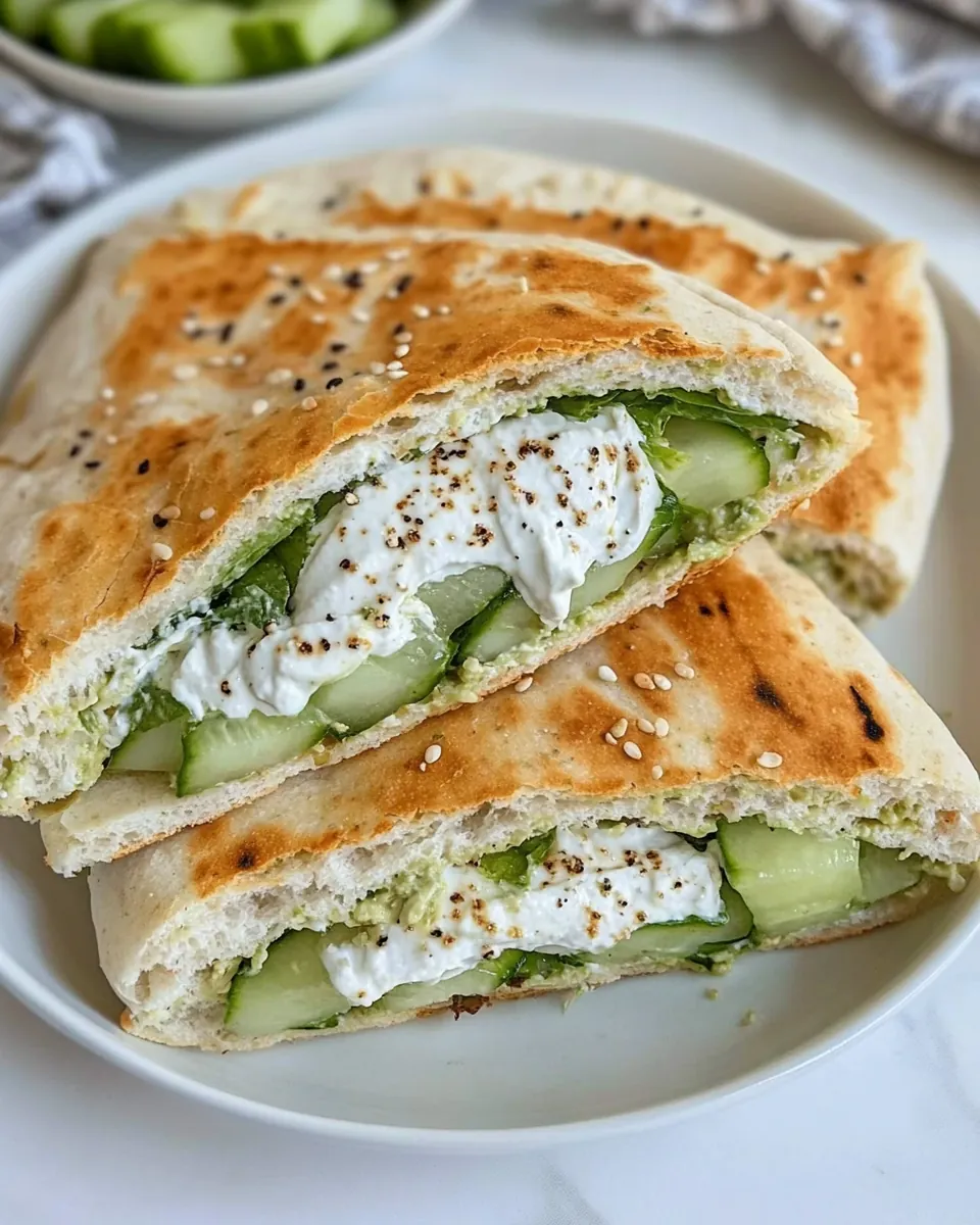 Cucumber Avocado Vegetarian Pita Sandwich