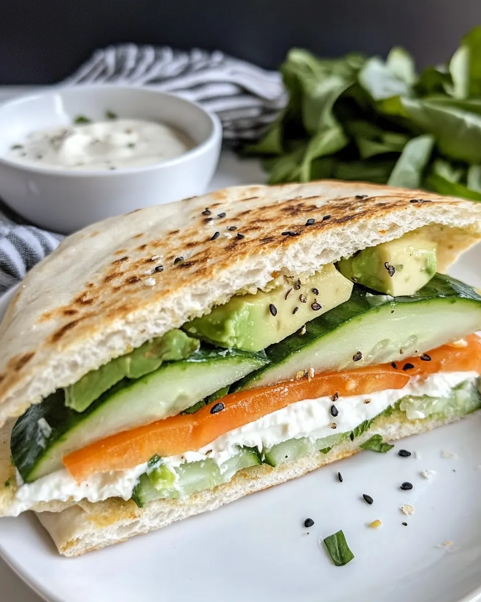 Cucumber Avocado Vegetarian Pita Sandwich