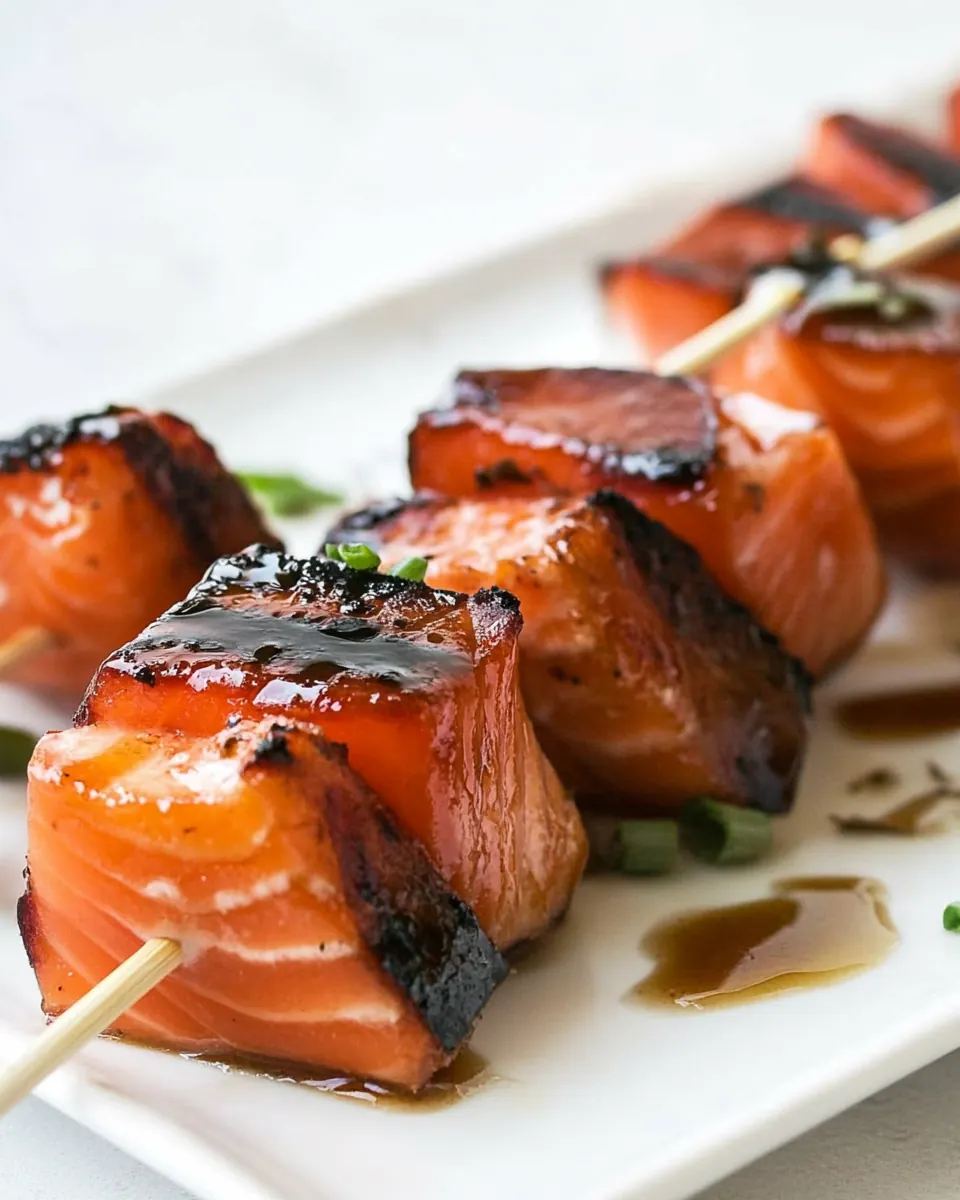 Cured Brown Sugar Salmon Skewers