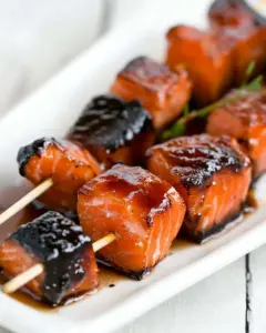 Cured Brown Sugar Salmon Skewers