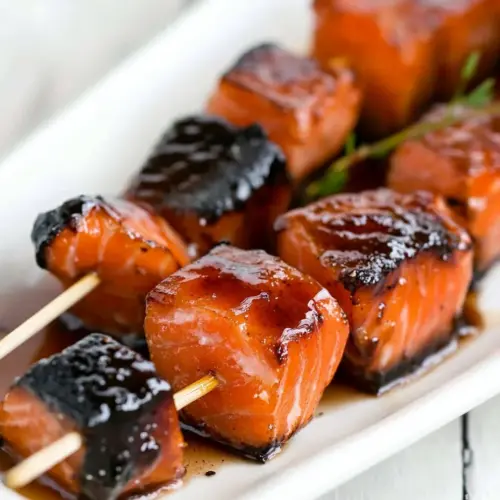 Cured Brown Sugar Salmon Skewers