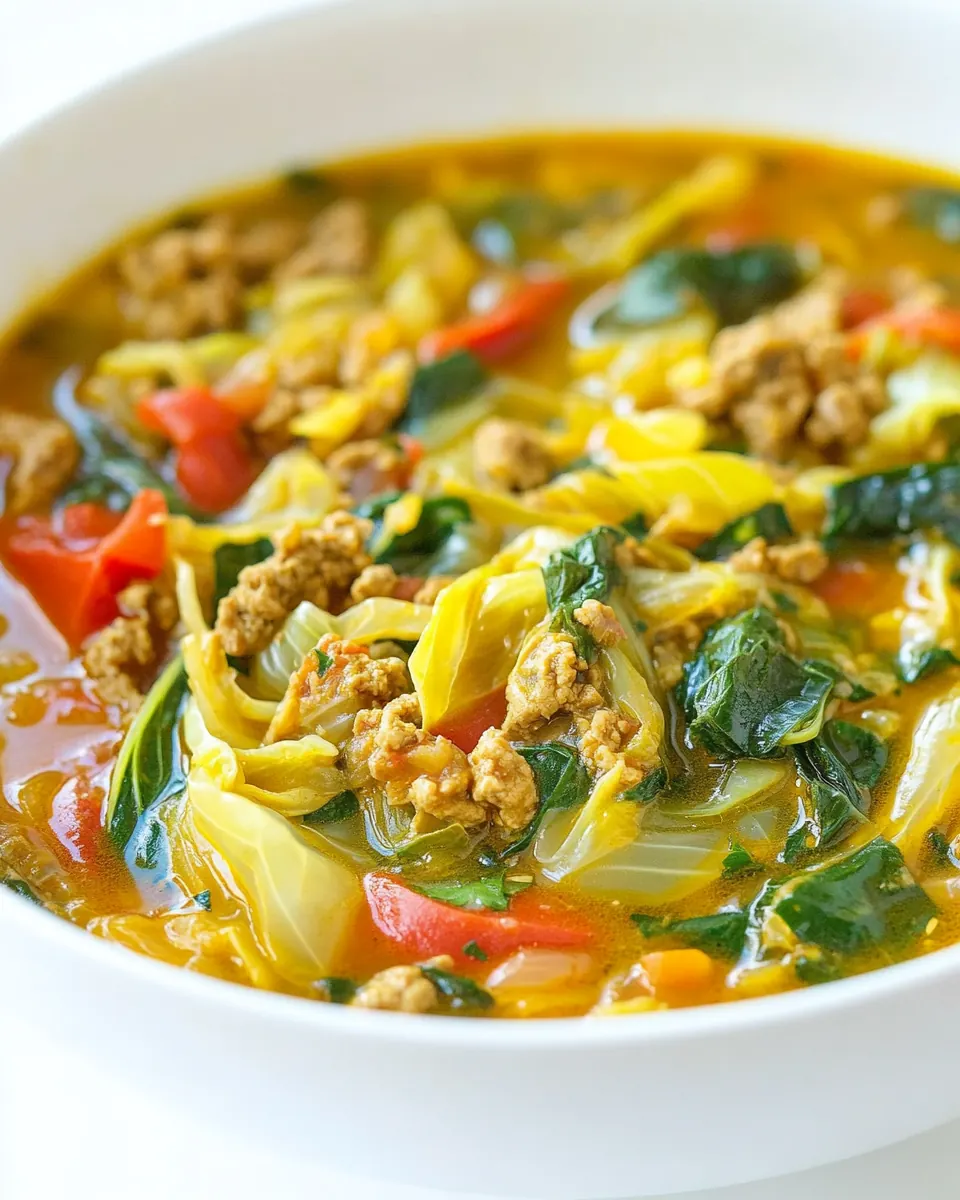 Curry Ground Turkey Cabbage Soup