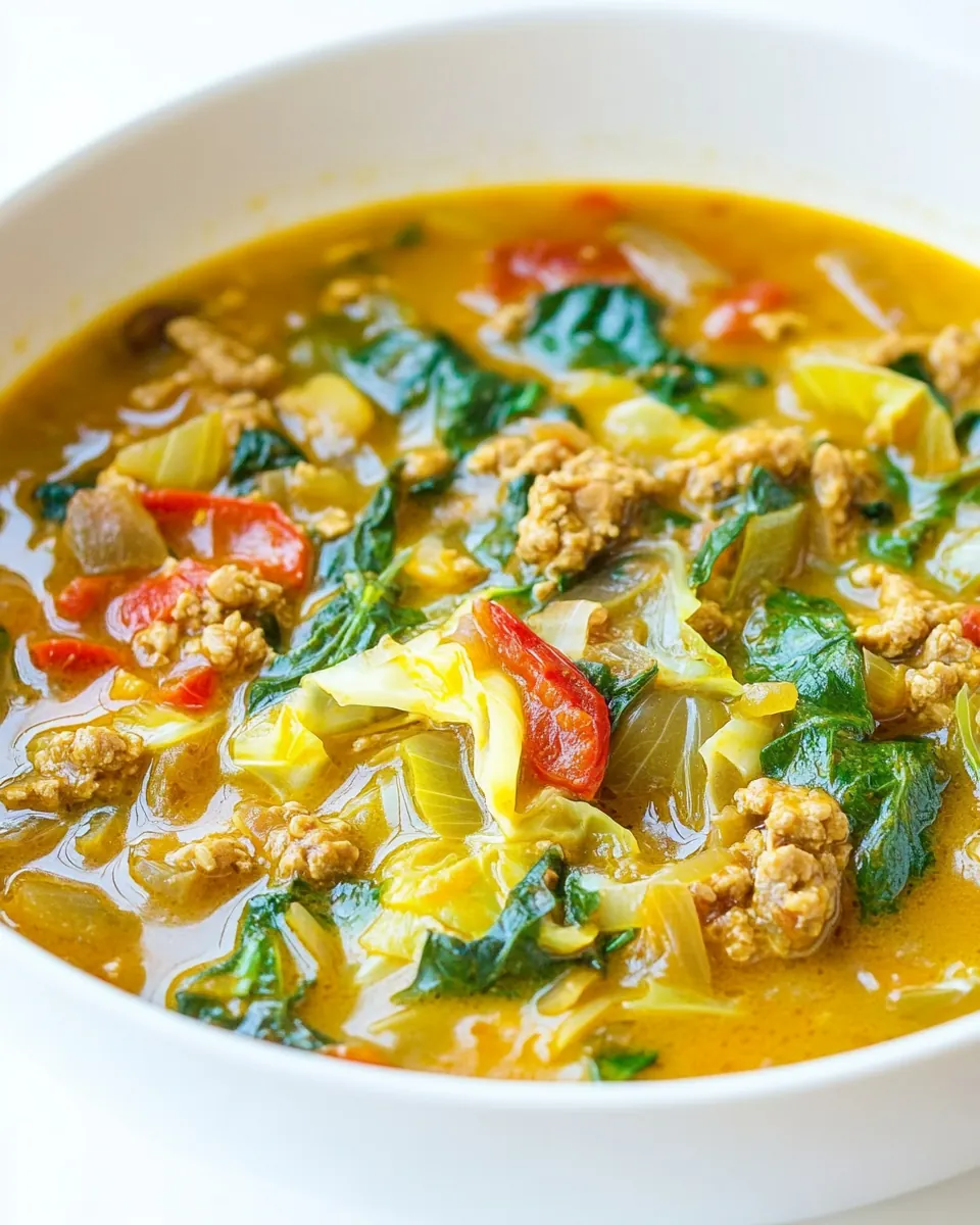 Curry Ground Turkey Cabbage Soup