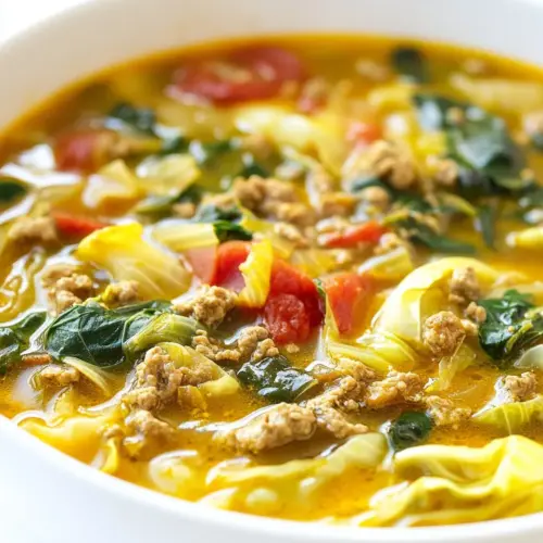 Curry Ground Turkey Cabbage Soup