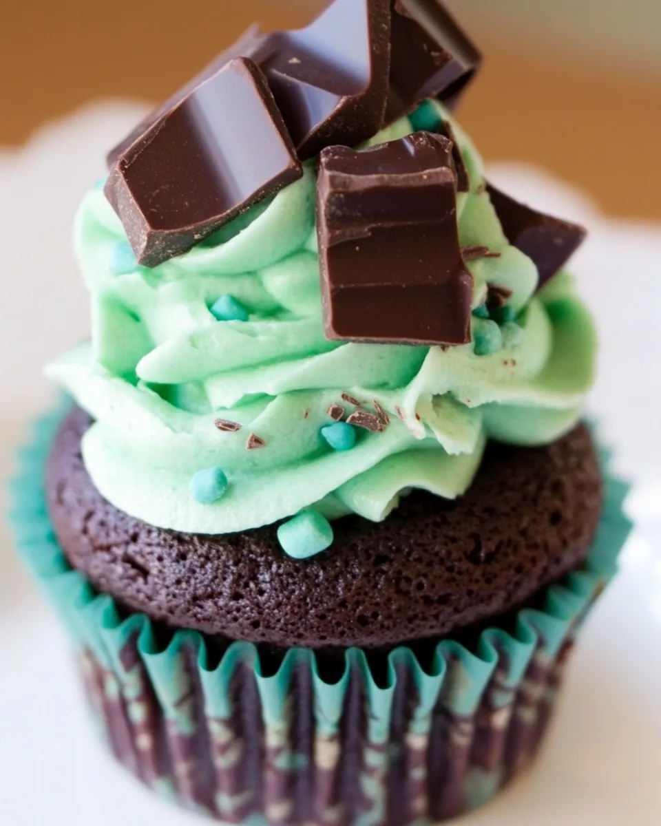 Dark Chocolate Creme de Menthe Cupcakes