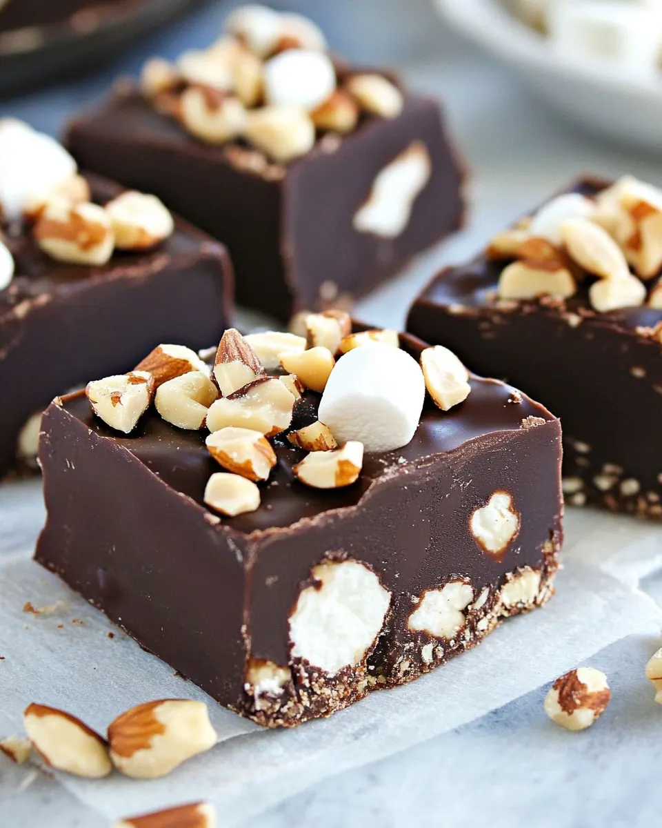 Dark Chocolate Marshmallow Nut Fudge Bars