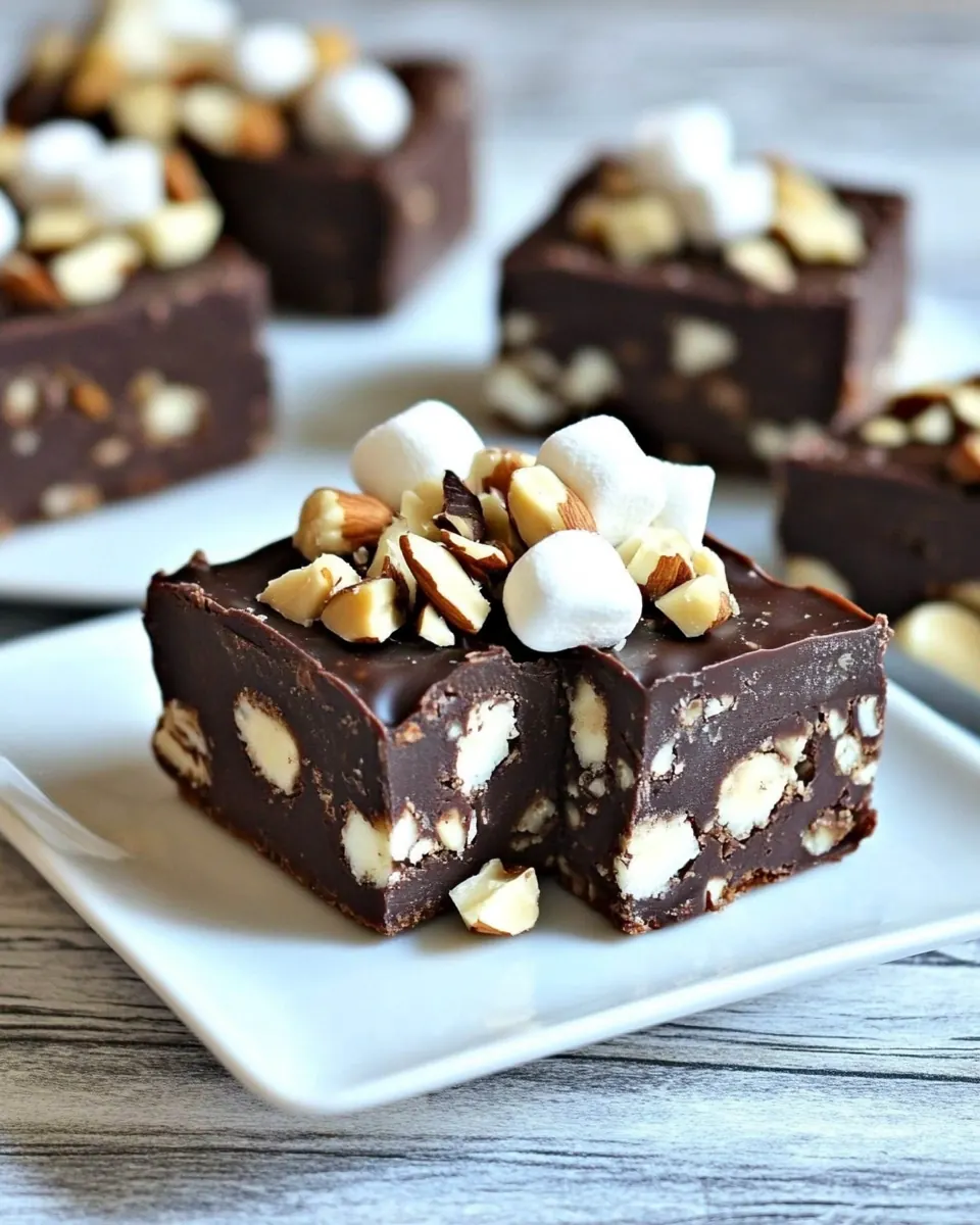 Dark Chocolate Marshmallow Nut Fudge Bars