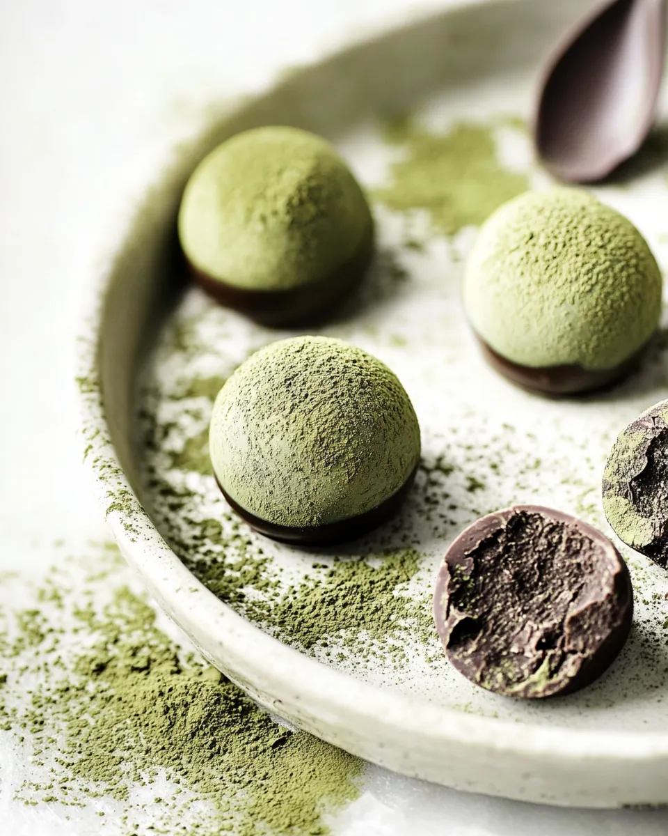 Dark Chocolate Vegan Truffles with Matcha Green Tea