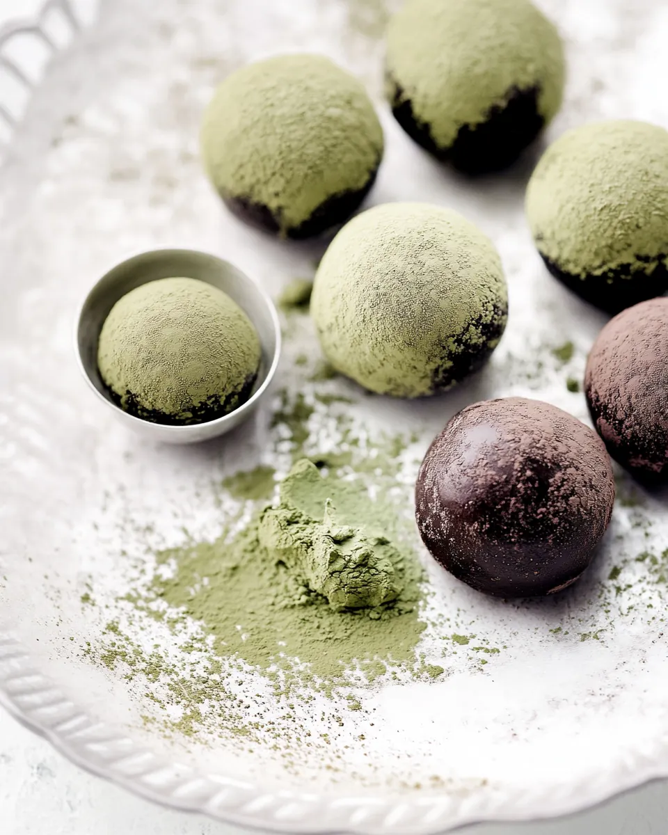 Dark Chocolate Vegan Truffles with Matcha Green Tea