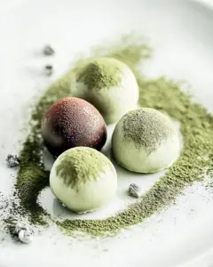 Dark Chocolate Vegan Truffles with Matcha Green Tea